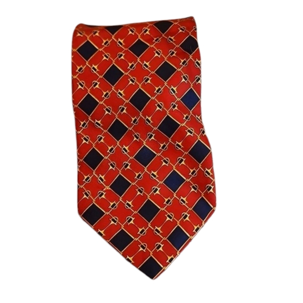 Gucci Tie Red, Blue And Gold, Authenticated